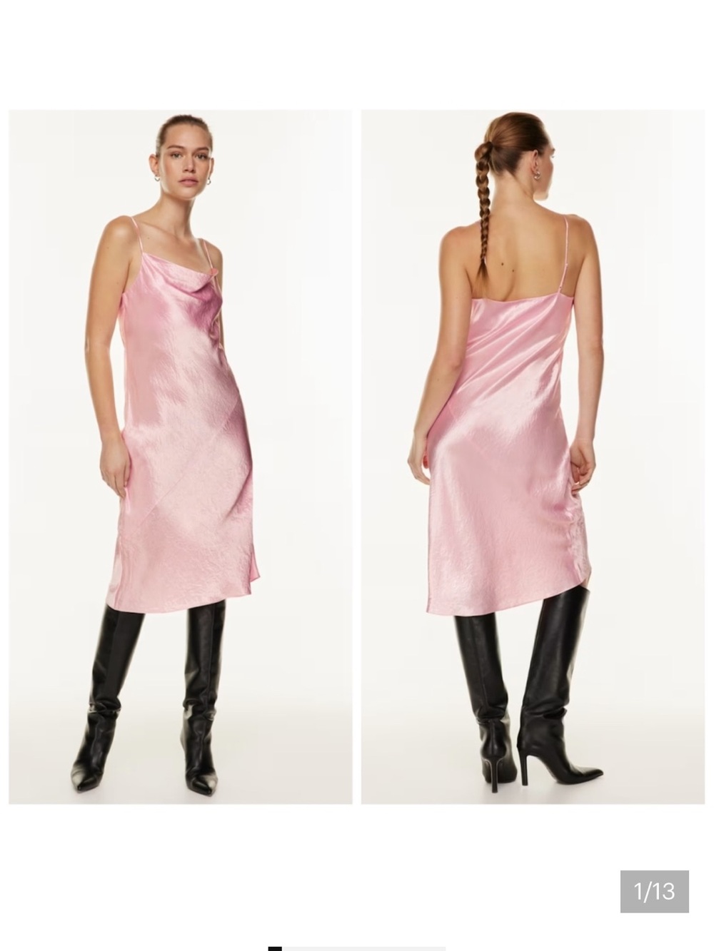 Aritzia Babaton Model Satin Midi Cowl-neck midi dress Pink M